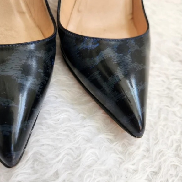 Christian Louboutin Black Blue Patent Leather Animal Print Pigalle 120 Size 37 - Picture 6 of 7
